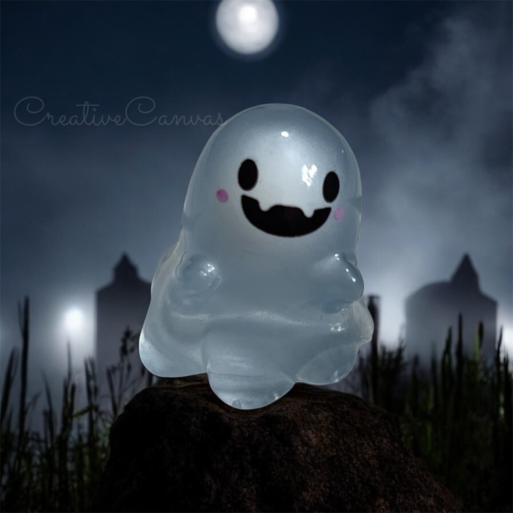 Goofy Light Blue Glow In The Dark Ghost Figurine